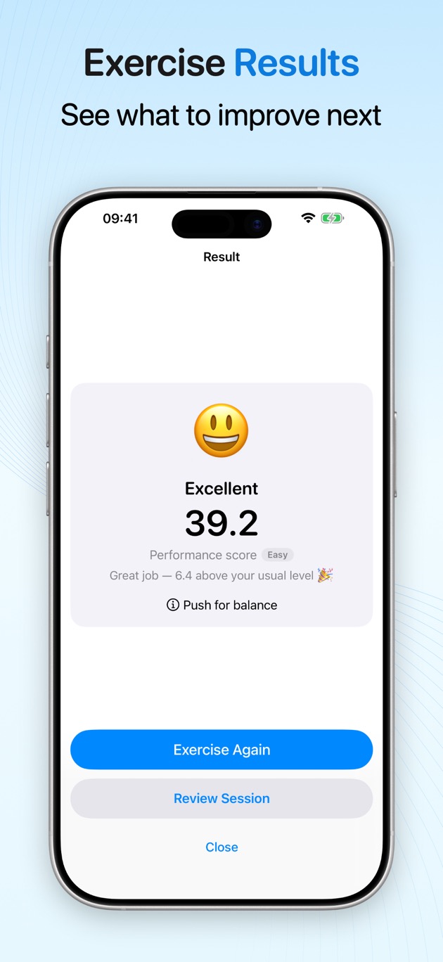Exercise results — see what to improve next
